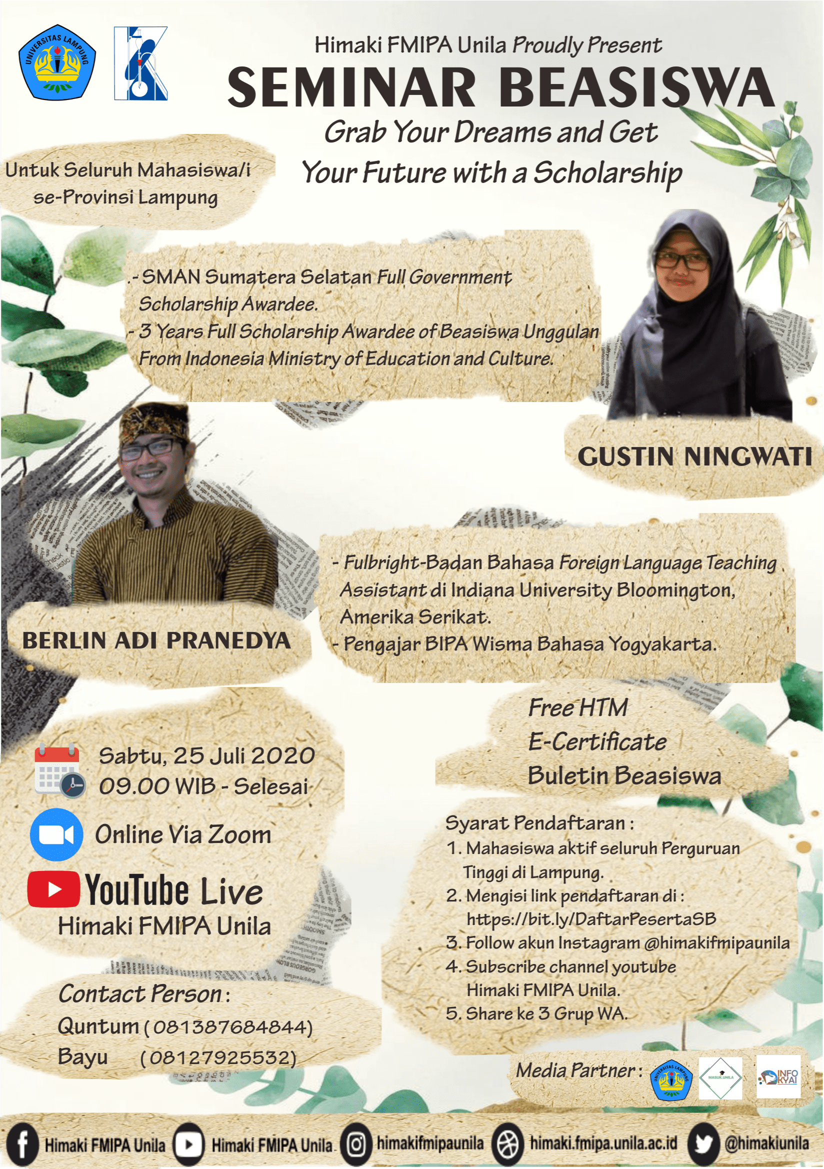 Semangat Gapai Impian dengan Seminar Beasiswa Bersama Himaki FMIPA Unila